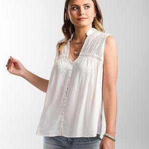 Miss Me White Pieced Crochet Tank Top